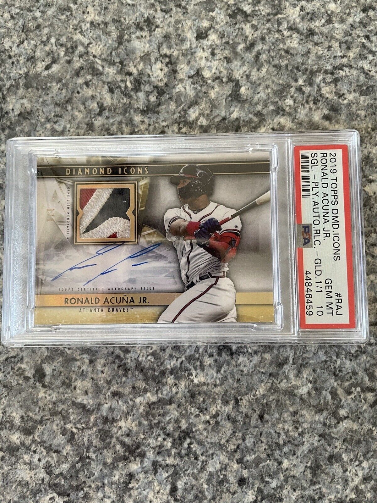 Ronald Acuna Jr. 2019 Topps DMD ICONS 1/1 Auto Game Used Material PSA 10