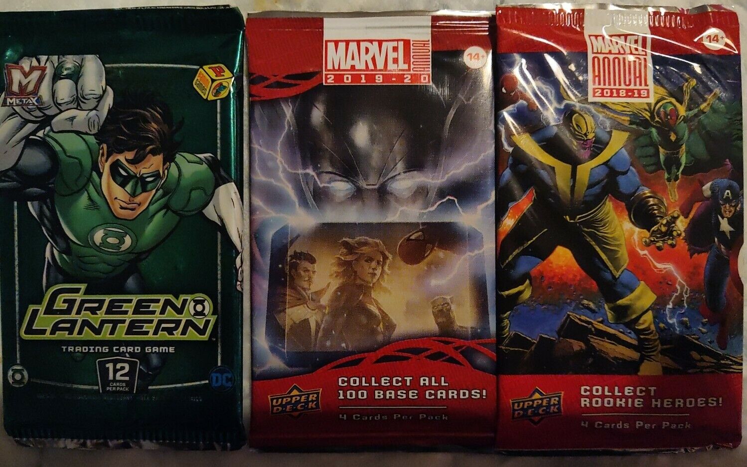 Trading Card Packs Lot of 3 Green Lantern Panini / Marvel Upper Deck 2017-2020