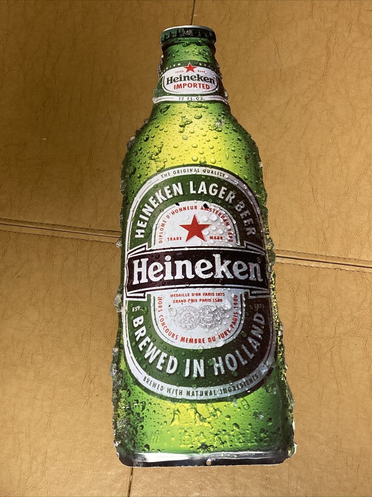 Heineken Bottle Beer Metal Sign - 8” x 23\