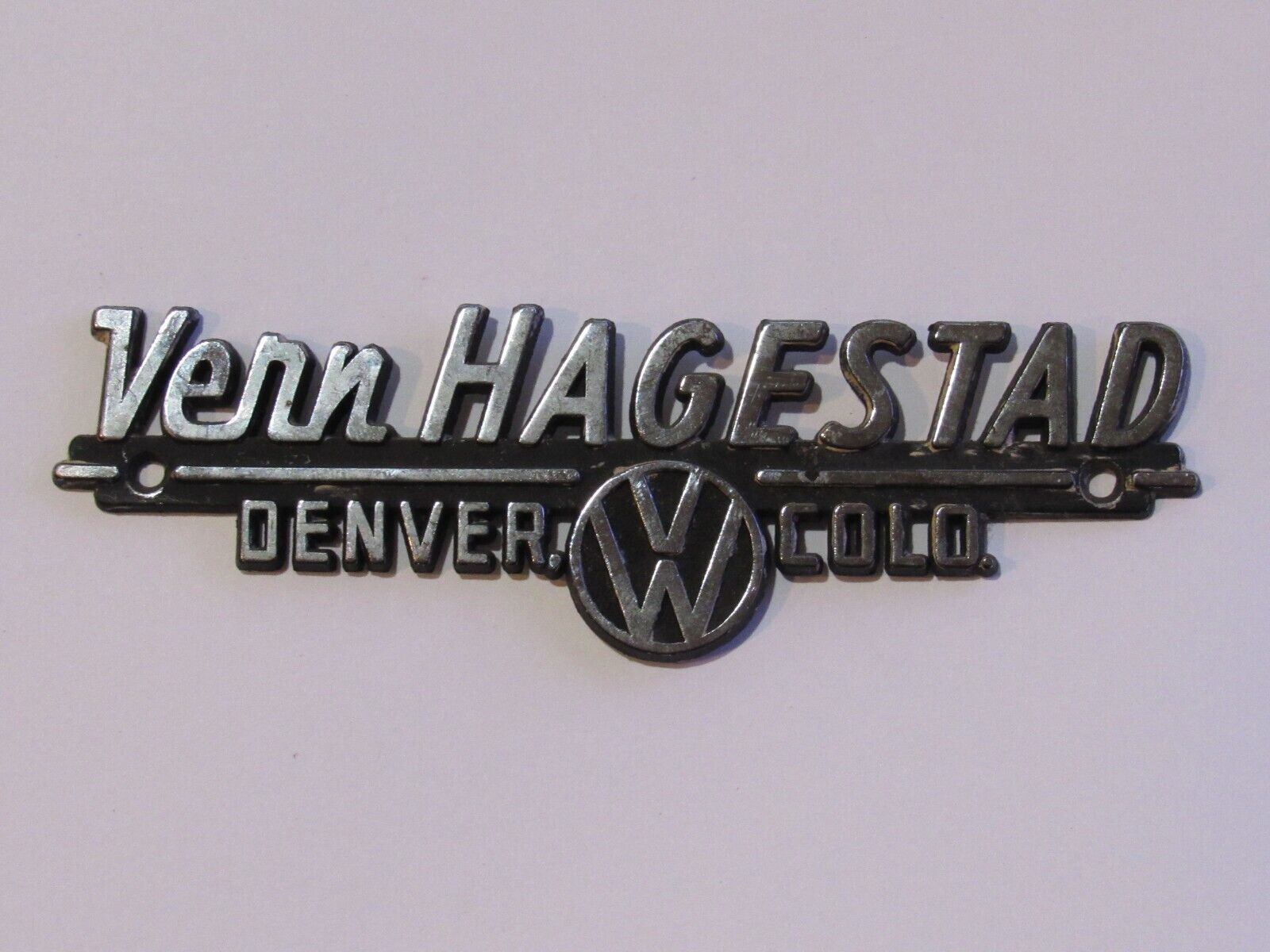 Vintage Vern Hagestad Volkswagen Denver Colorado Metal Dealer Badge Emblem VW