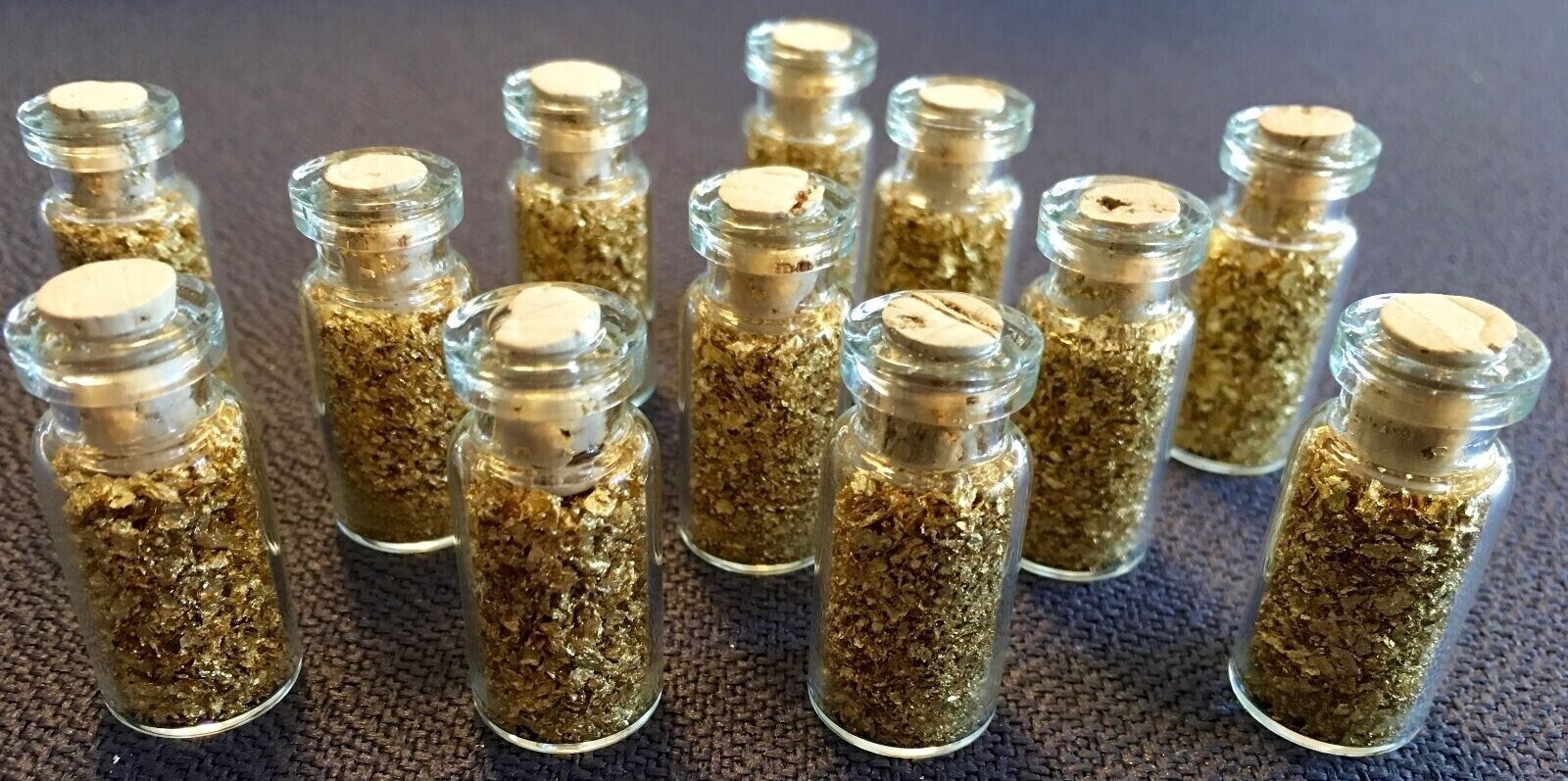 12 Large 2ml Bottles of Gold Leaf Flakes ..... Lowest price online 