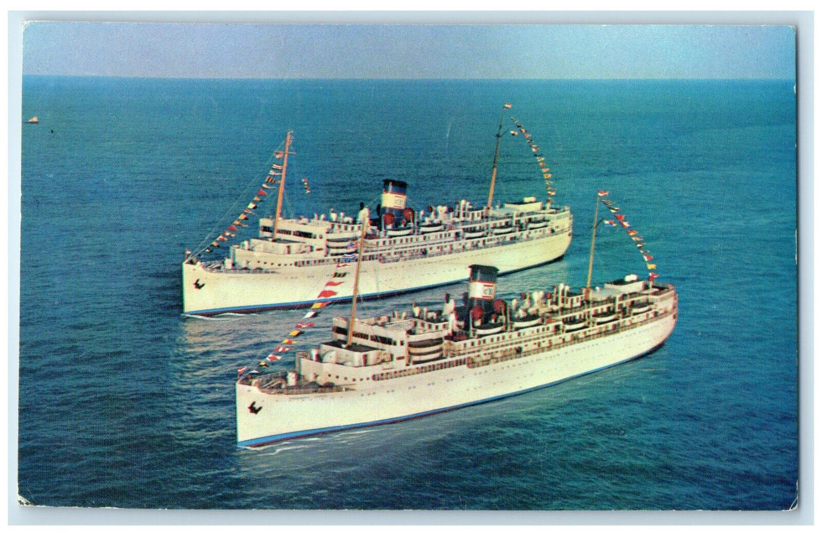 1965 S.S. Yarmouth Castle Twin Fun Ships Nassau Bahamas Vintage Postcard