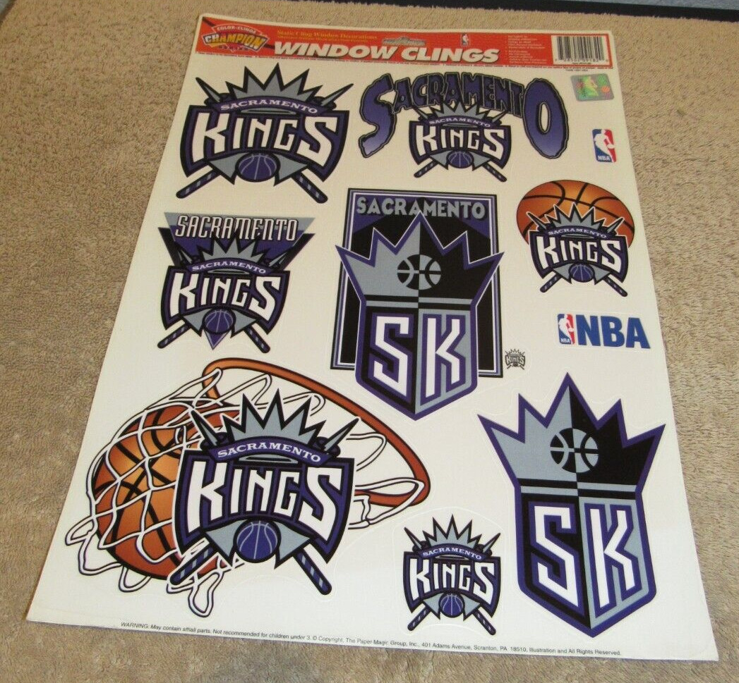 Vintage Sacramento Kings Basketball Team Window Cling Set from 1997