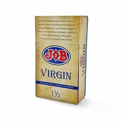😎JOB VIRGIN ALL NATURAL ROLLING PAPERS 1 1/2 SIZE FULL BOX ✨ 24 BOOKLETS🌟💕