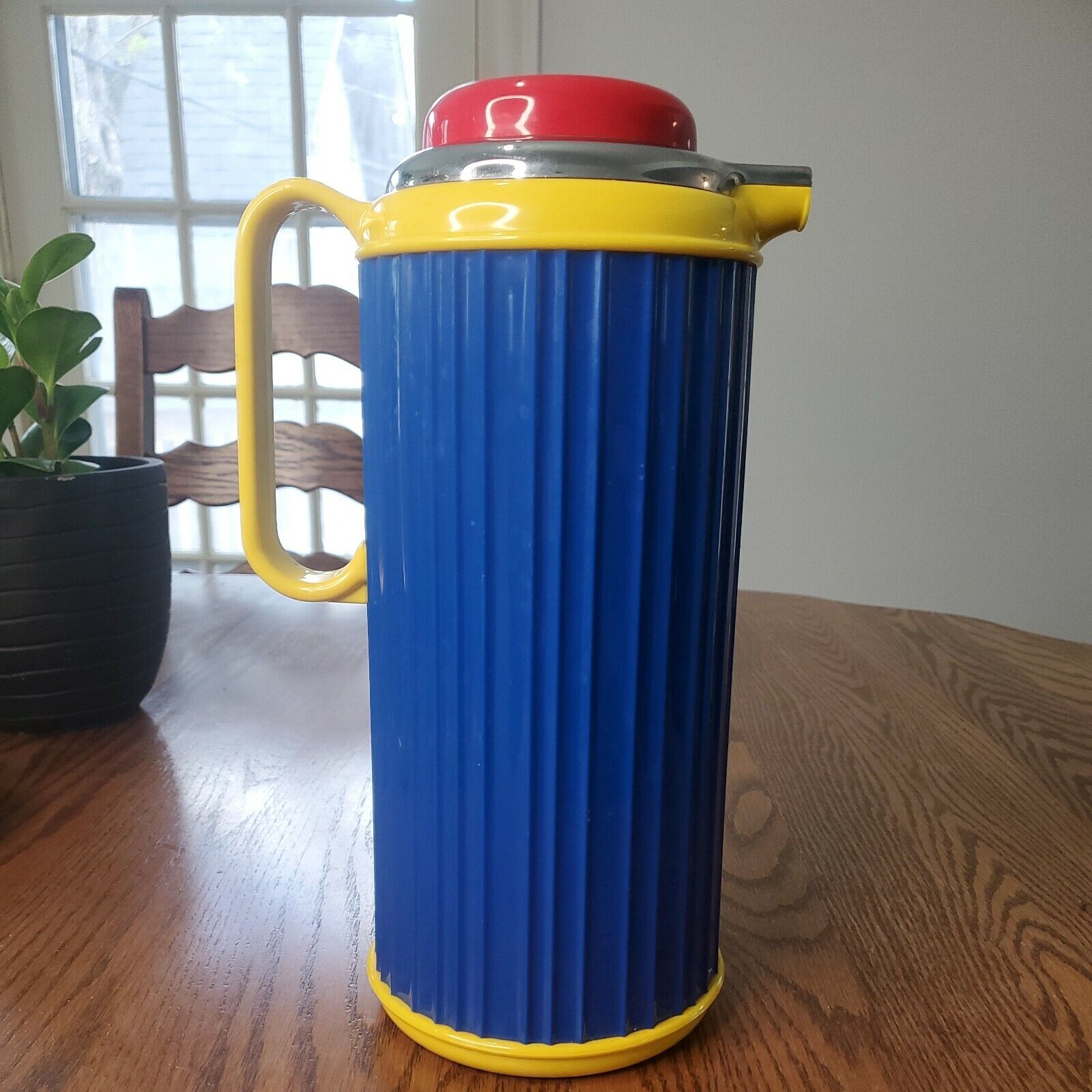 Vintage 80s Corning Thermique 1 Quart Thermal Kitchen Carafe Primary Colors mcm