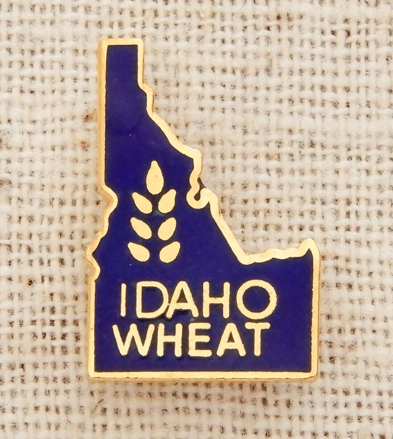 Idaho Wheat Lapel Pin Vintage State Blue Enamel Gold Tone Travel Souvenir Small