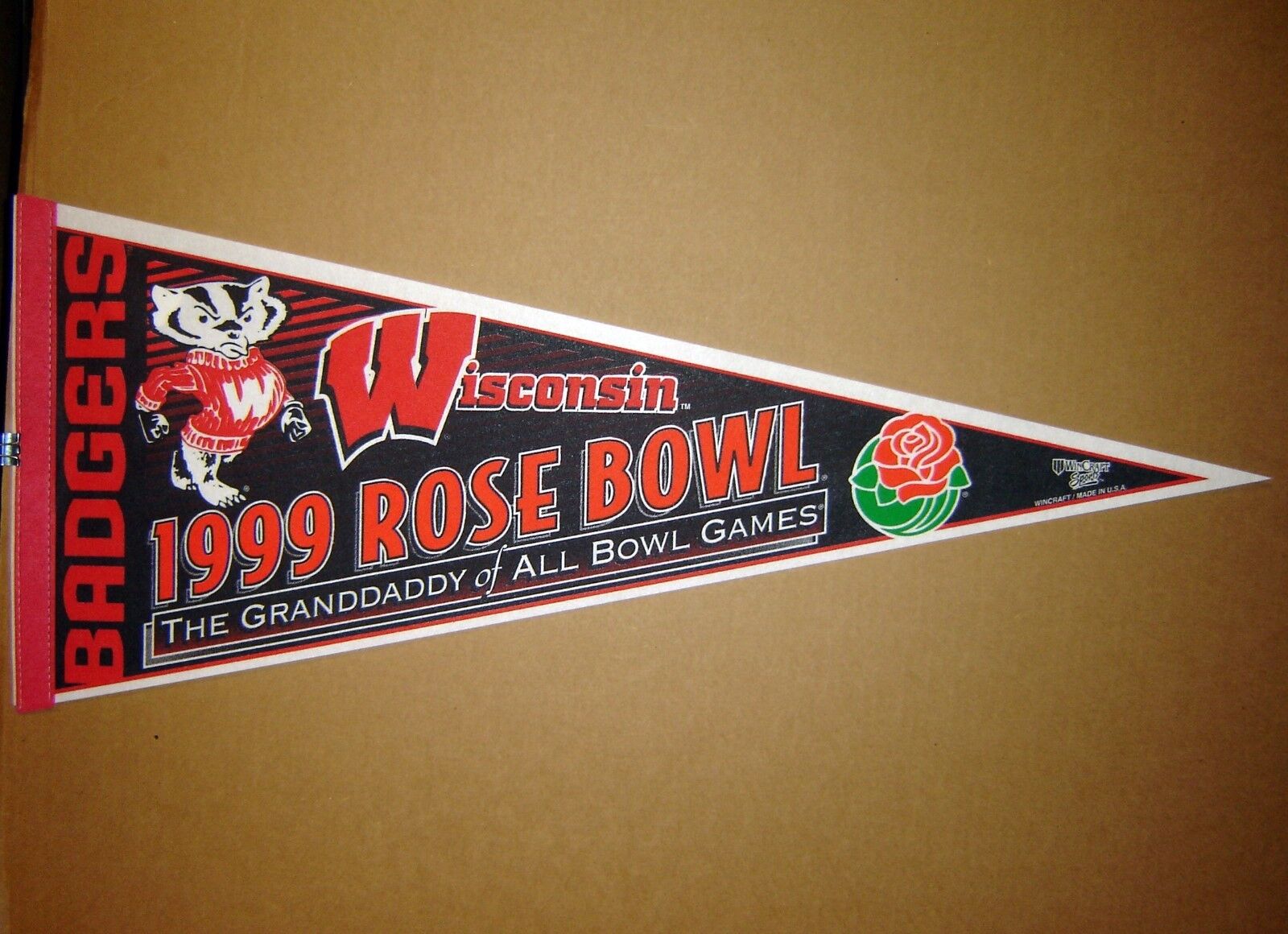 1999 Wisconsin Badgers Rose Bowl NCAA College Football Pennant