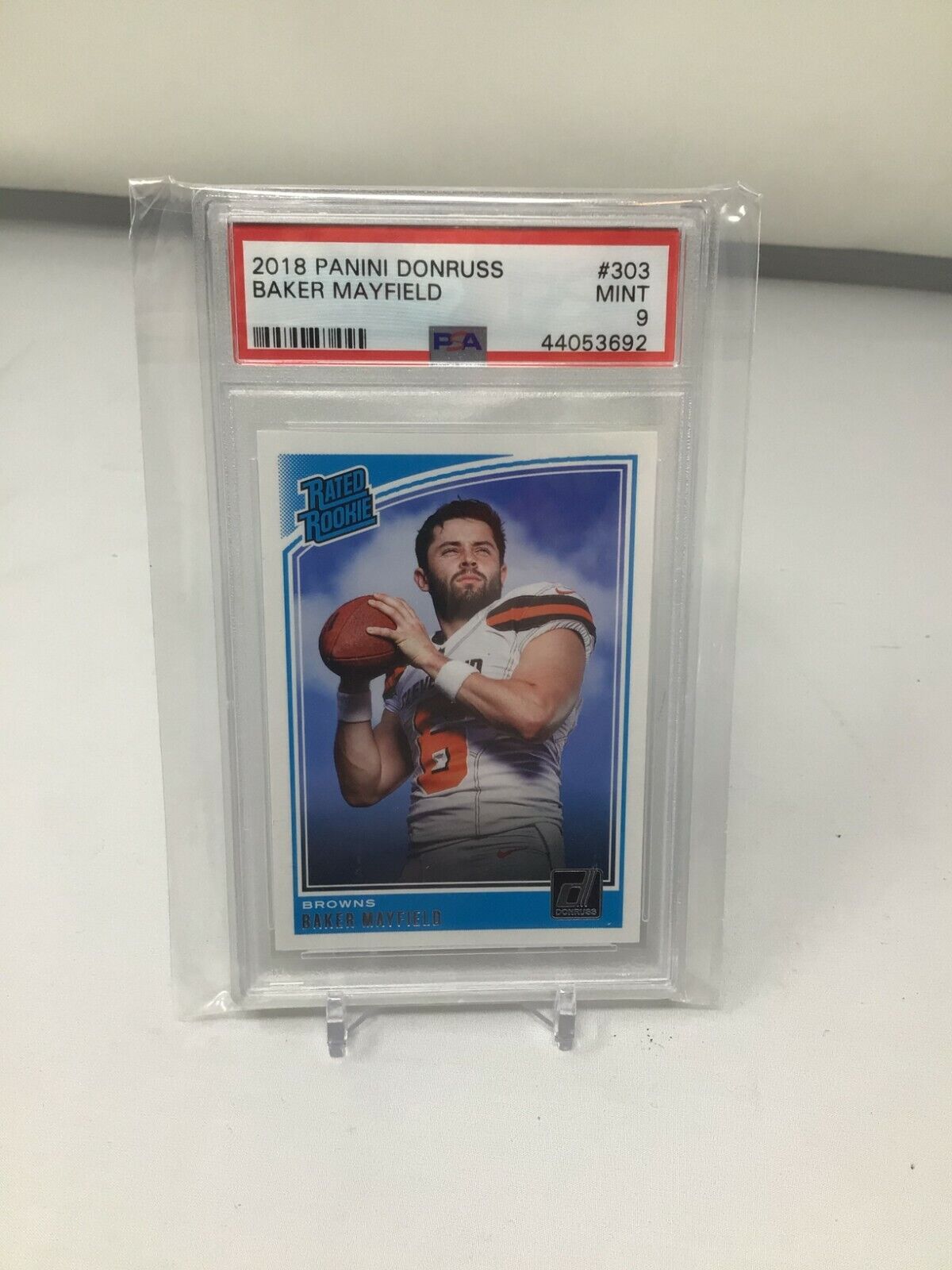 2018 Donruss Rated Rookie #303 Baker Mayfield Browns RC PSA 9 MINT