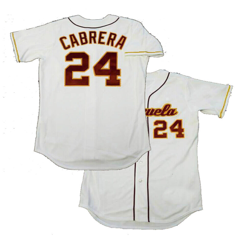 Throwback 06 Miguel Cabrera #24 Venezuela Baseball Jersey Sewn Custom Youth/Men