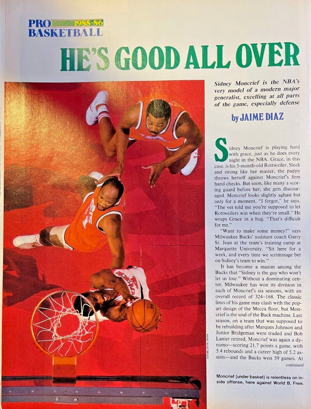 1985 Sidney Moncrief Milwaukee Bucks Basketball Star