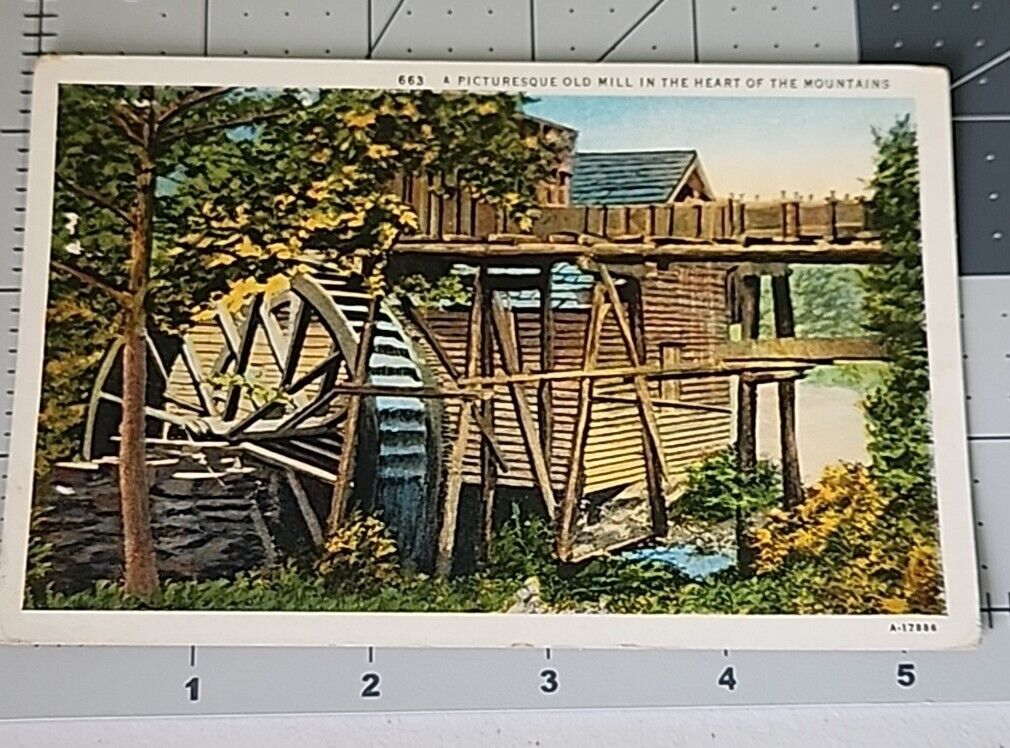 Vintage Postcard - Old Lumber Mill In The Heart Of Mountains On River Un-Posted