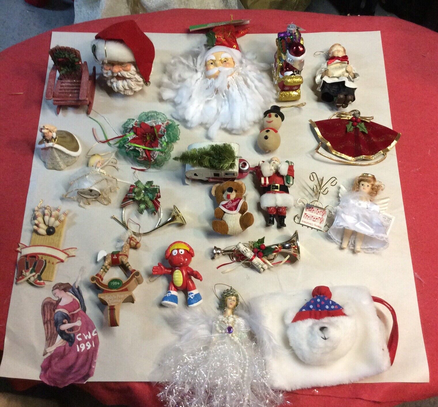 Vintage 1980s Mixed Lot of 23 Christmas Tree Ornaments Multicolored