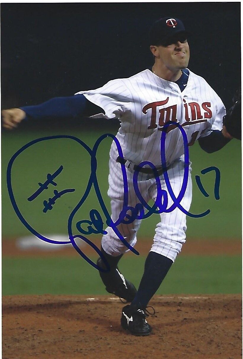 Autograph Signed 4x6 Color Photo Pat Neshek Minnesota Twins 2
