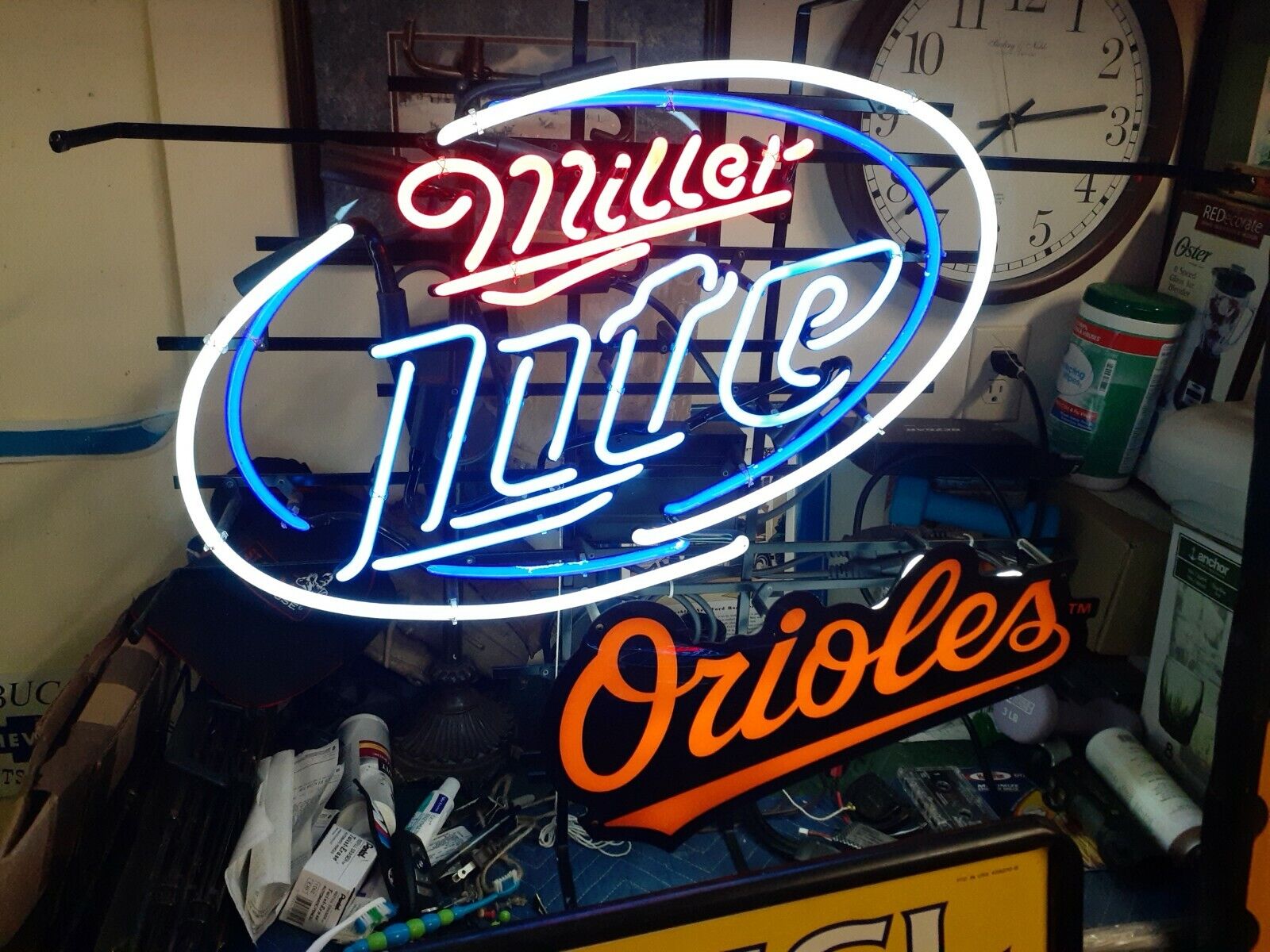 Original Official Licensed Orioles MLB Neon Miller Lite Sign Baseball RARE 