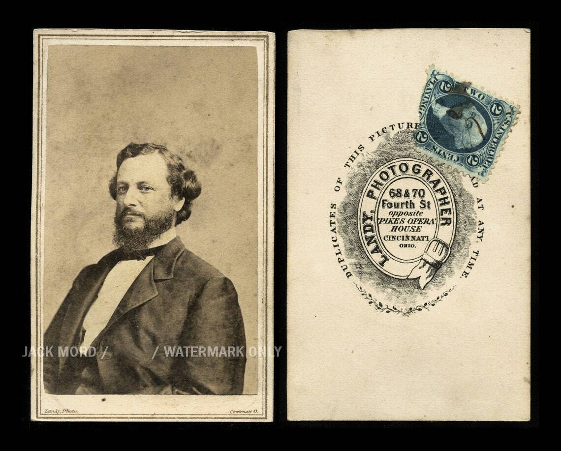 Rare Political Photo Copperhead Leader George H. Pendelton / Tax Stamp 1800s CDV