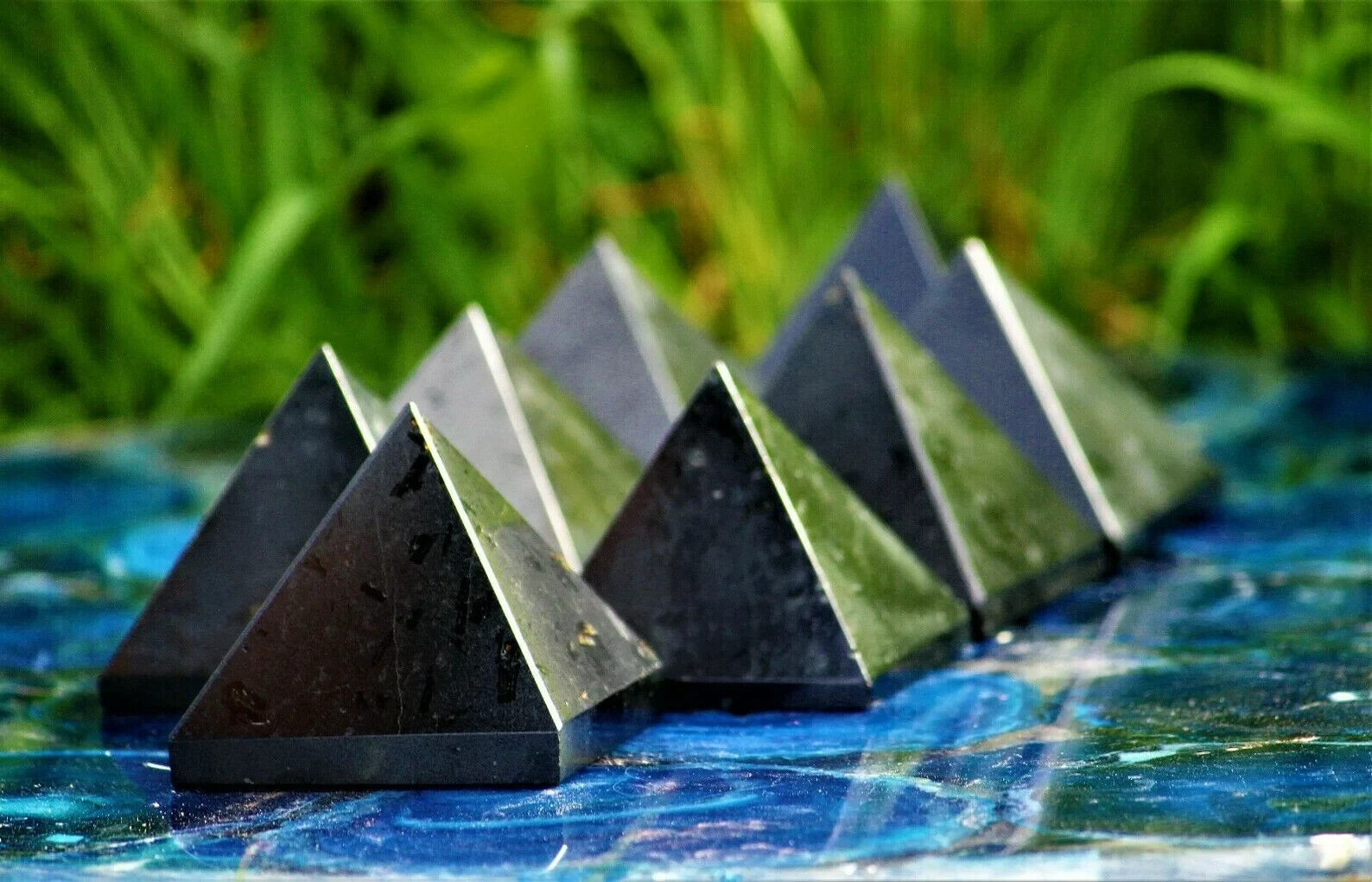 Pyramids Lot Black Tourmaline Crystal Stone Chakra Healing Energy Reiki Decor