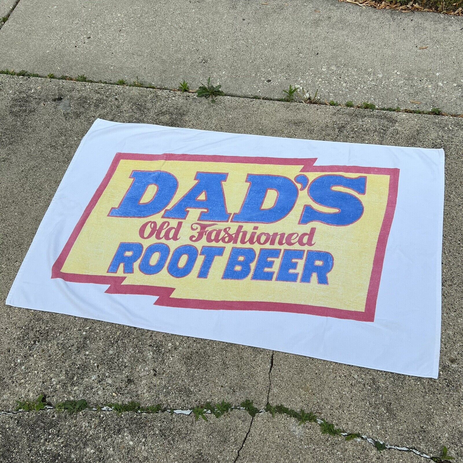 Vintage R.A. BRIGGS Dads Root Beer Soda Official Product BEACH TOWEL Logo
