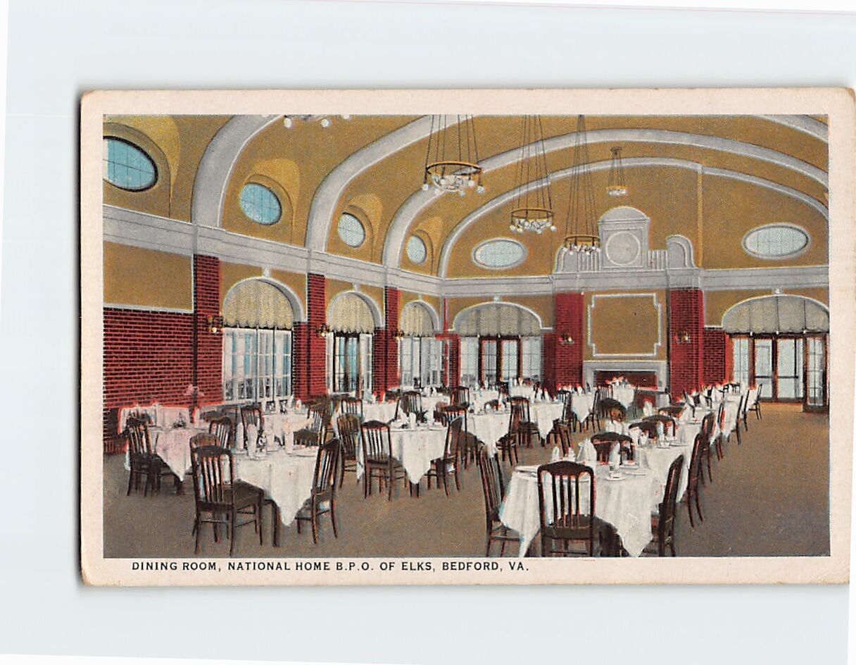 Postcard Dining Room National Home BPO of Elks Bedford Virginia USA