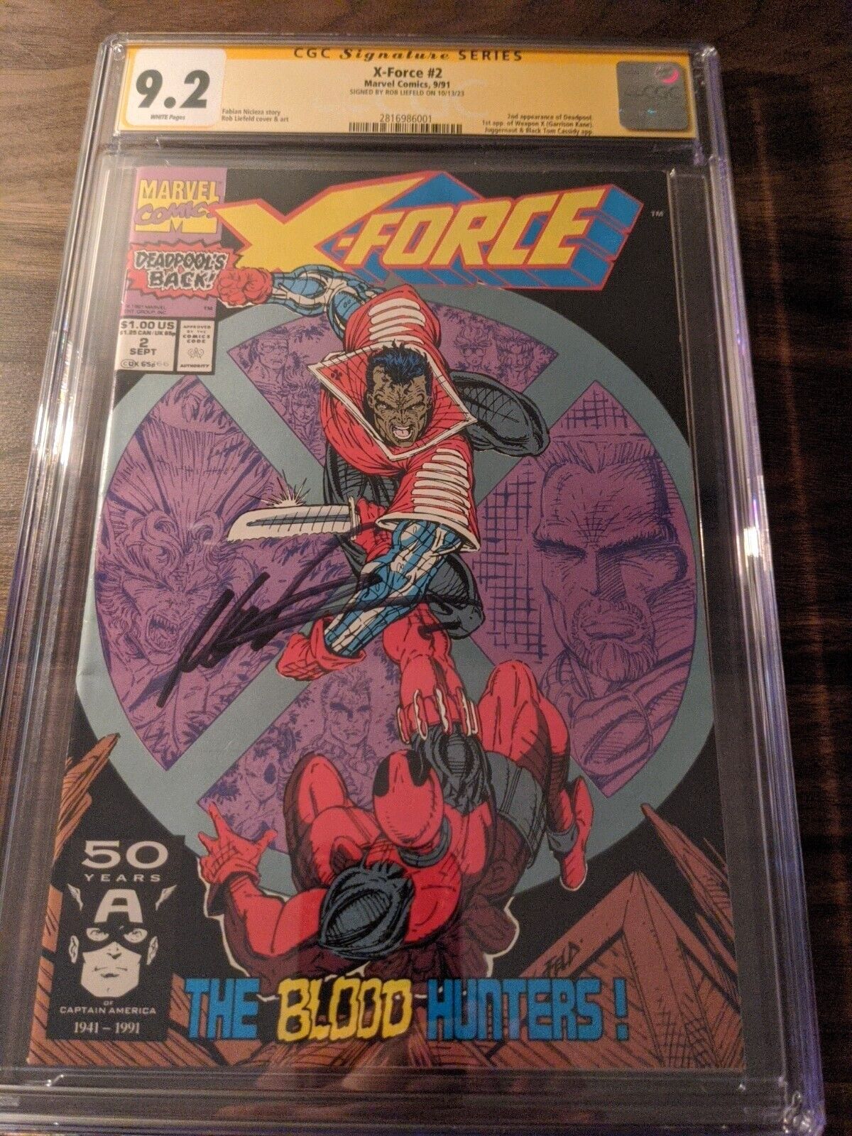  X-Force #2 CGC 9.2  WP 2nd  Deadpool  1st App Weapon X Signed Rob Liefeld🔥