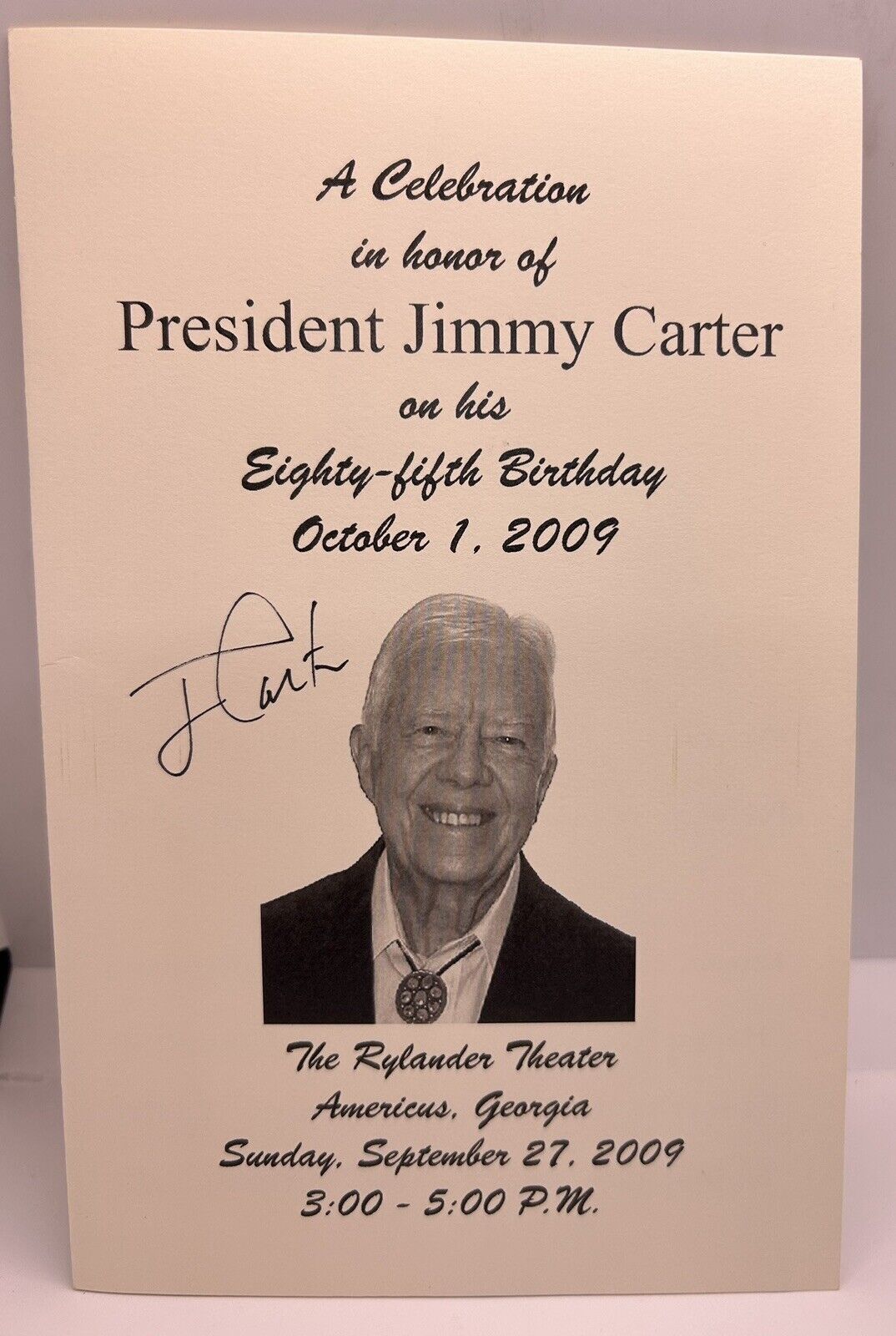 Jimmy Carter Signed 2009 85th Birthday Party Program POTUS Autographed