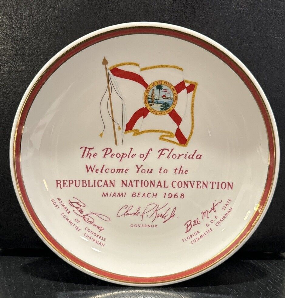 Florida Republican National Convention Plate 1968 Miami Beach By Walker China OH