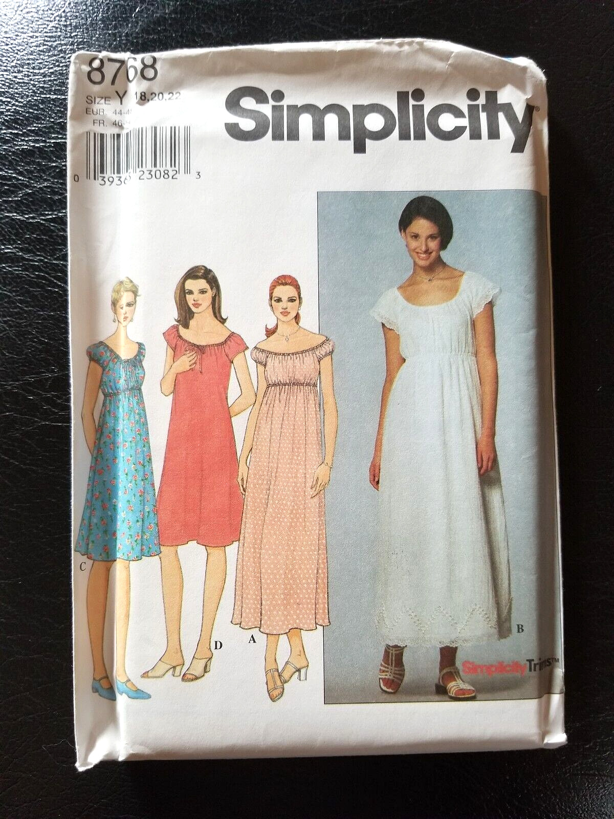 Simplicity 8768 Size Y 18-20-22 Sewing Pattern UNCUT Modern Regency Dress Gown