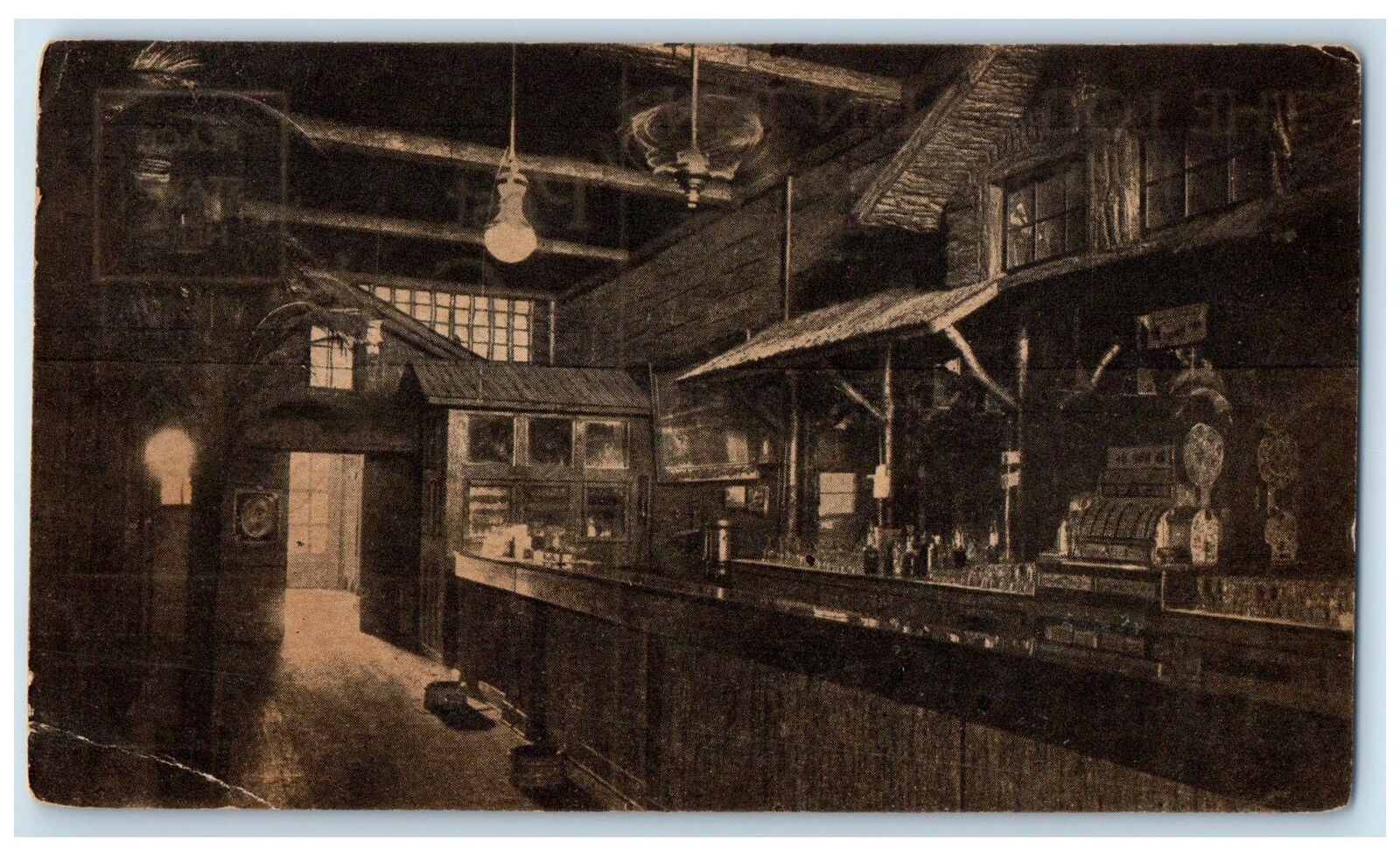 1914 The Log Cabin Inn Interior Oshkosh Wisconsin WI Posted Vintage Postcard