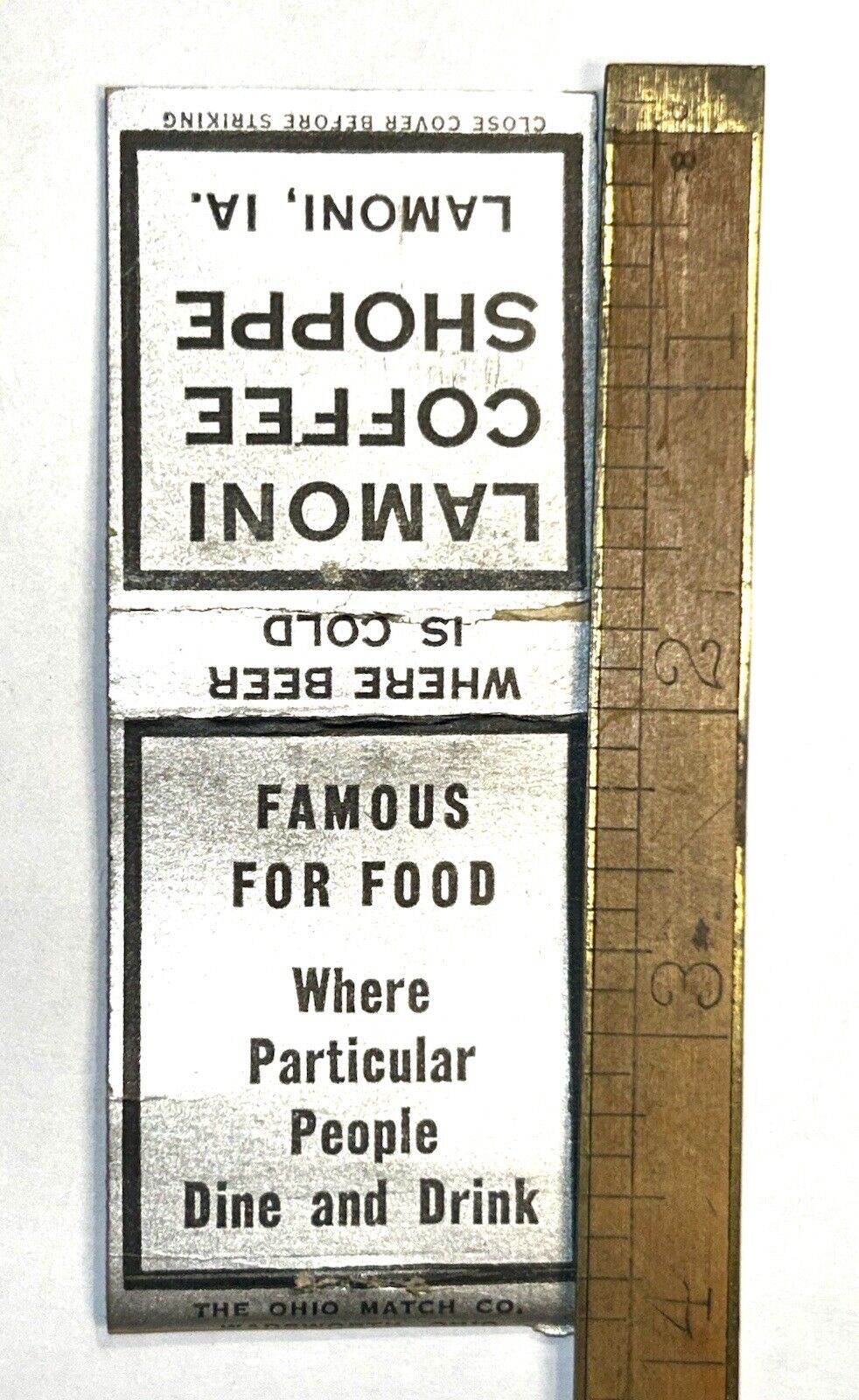 Rare Lamoni Iowa Coffee Shop Early Advertising Matchbook 1930s Restaurant Bar IA