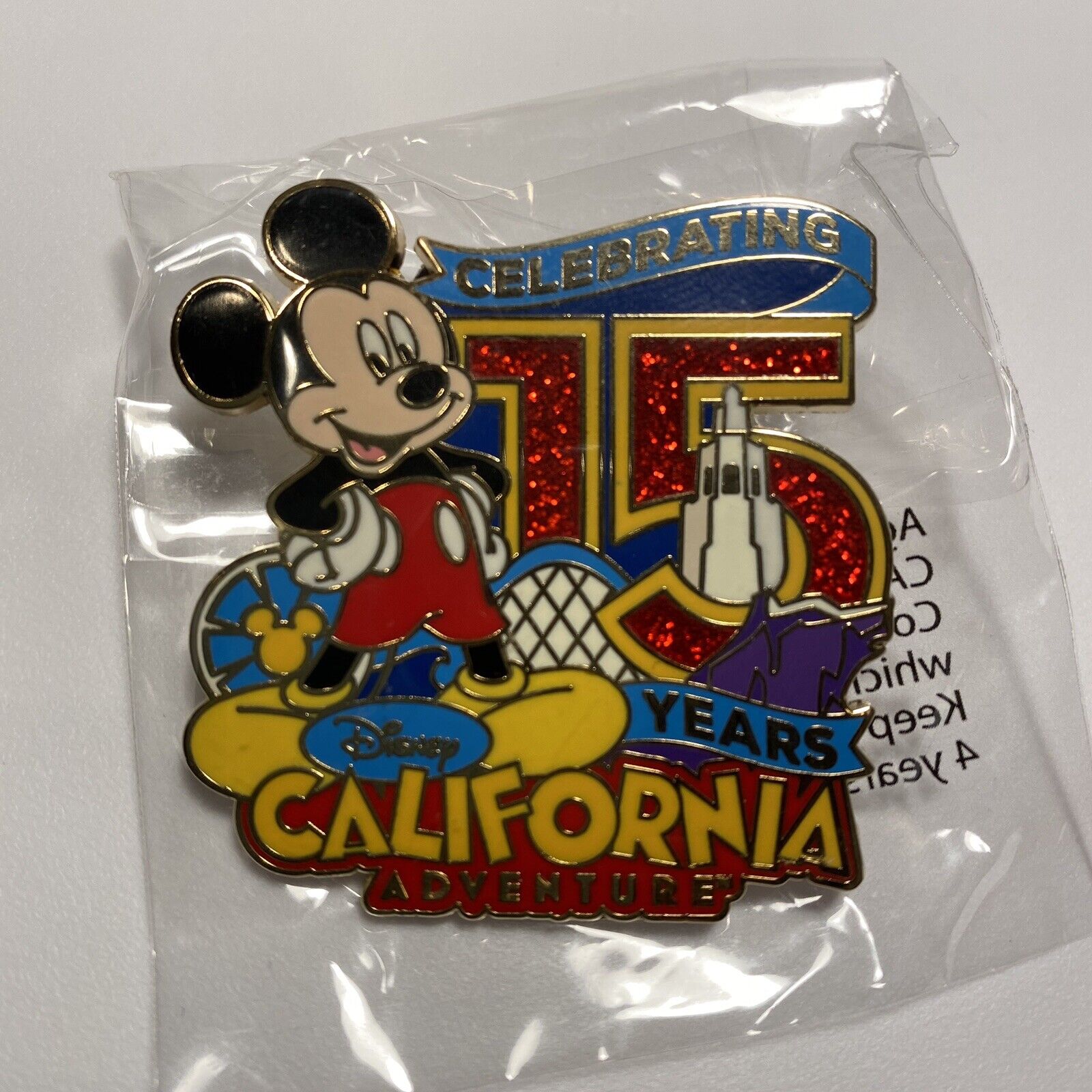 Disneyland Mickey Mouse DLR Cast Exclusive Pin Celebrating 15 Years CA Adventure