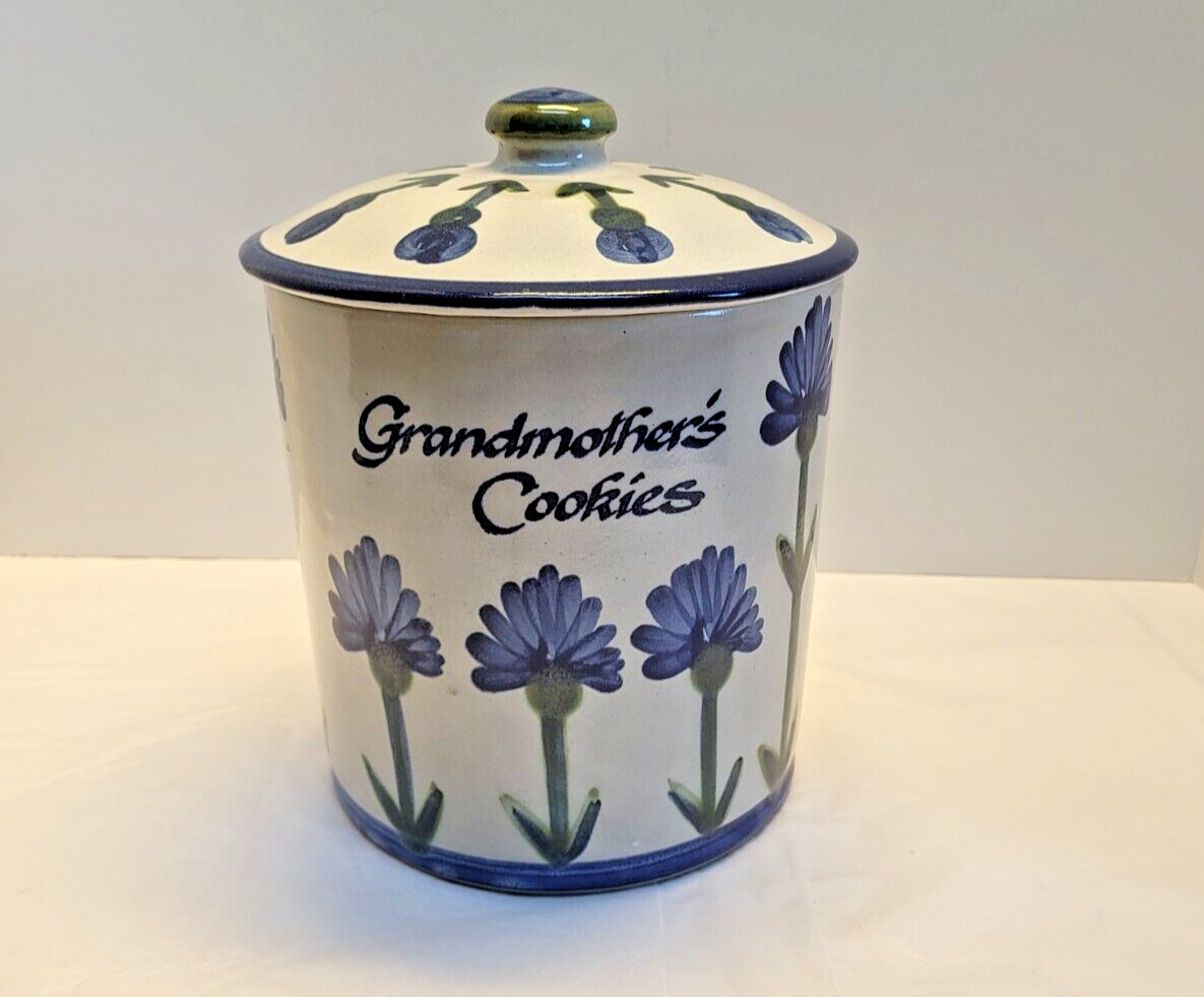 Louisville Stoneware Kentucky Pottery Crock Cookie Jar Grandmothers Cookies