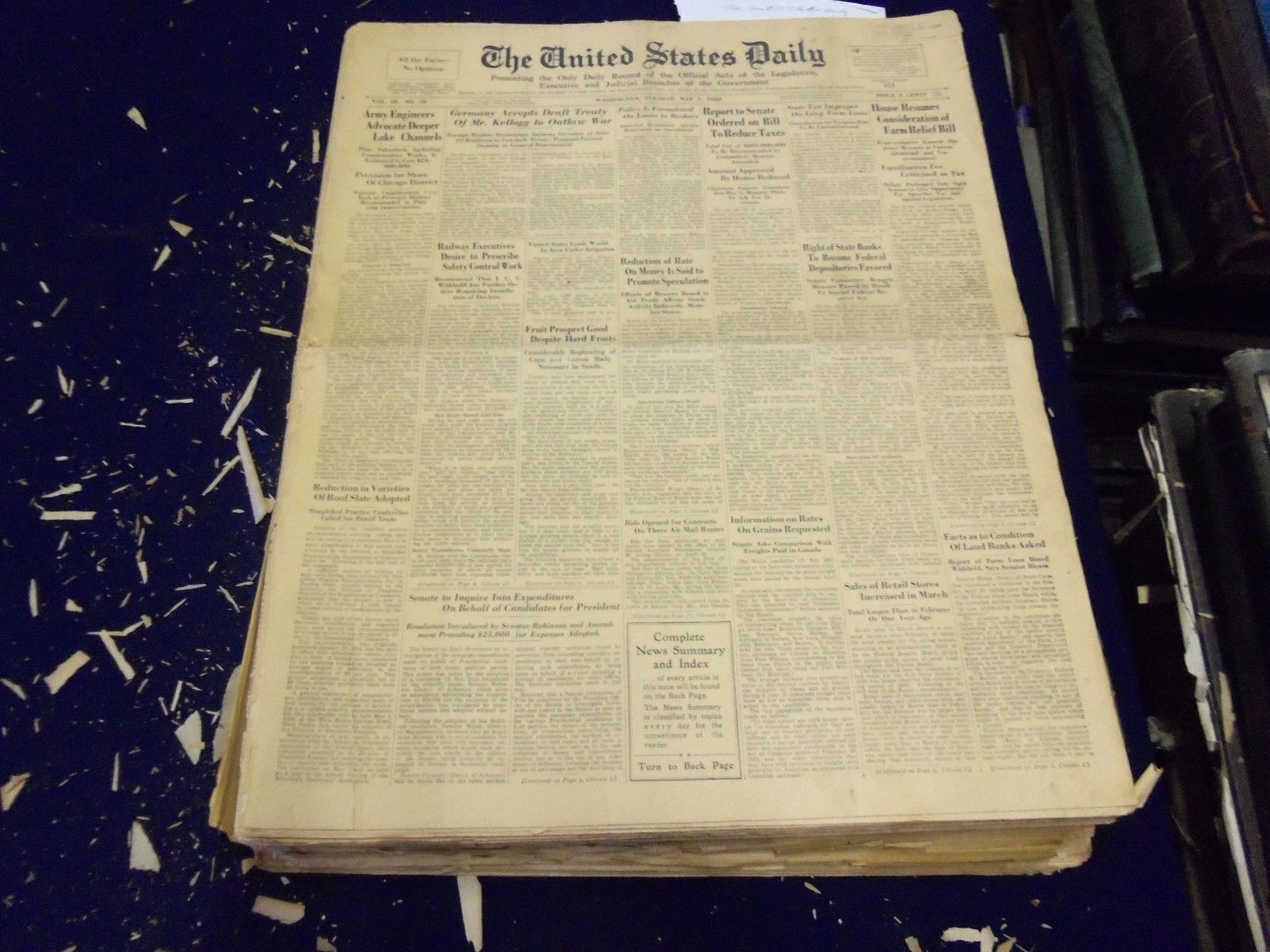 1928 MAY-AUGUST UNITED STATES DAILY NEWSPAPER VOLUME - WASHINGTON DC - BV 26