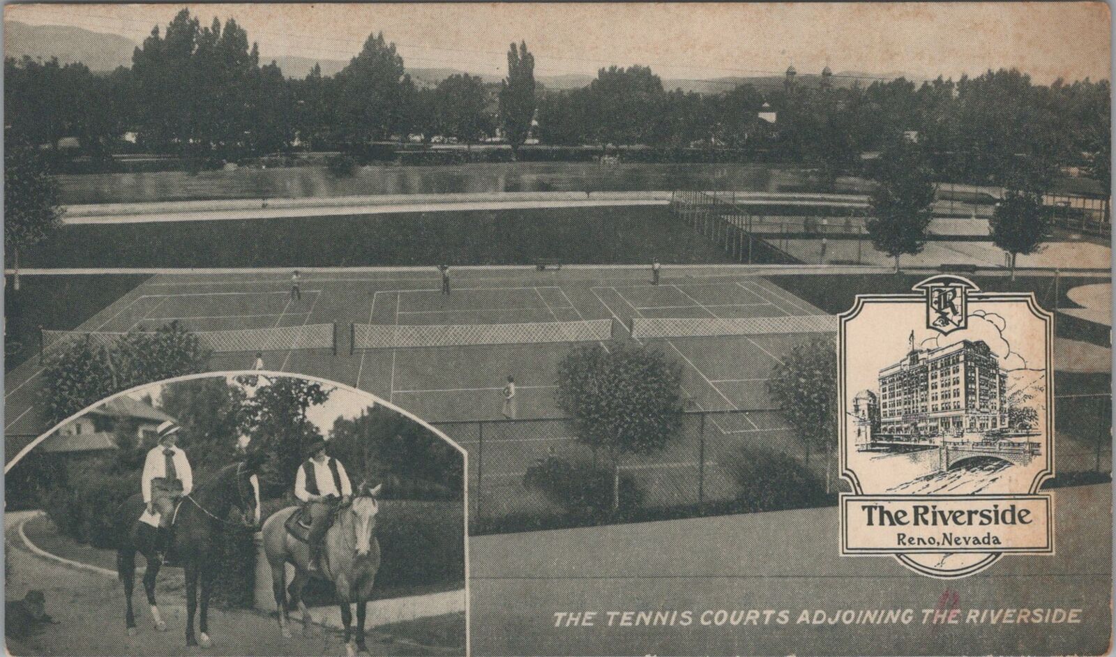 Postcard The Tennis Courts Adjoining the Riverside Reno Nevada NV 