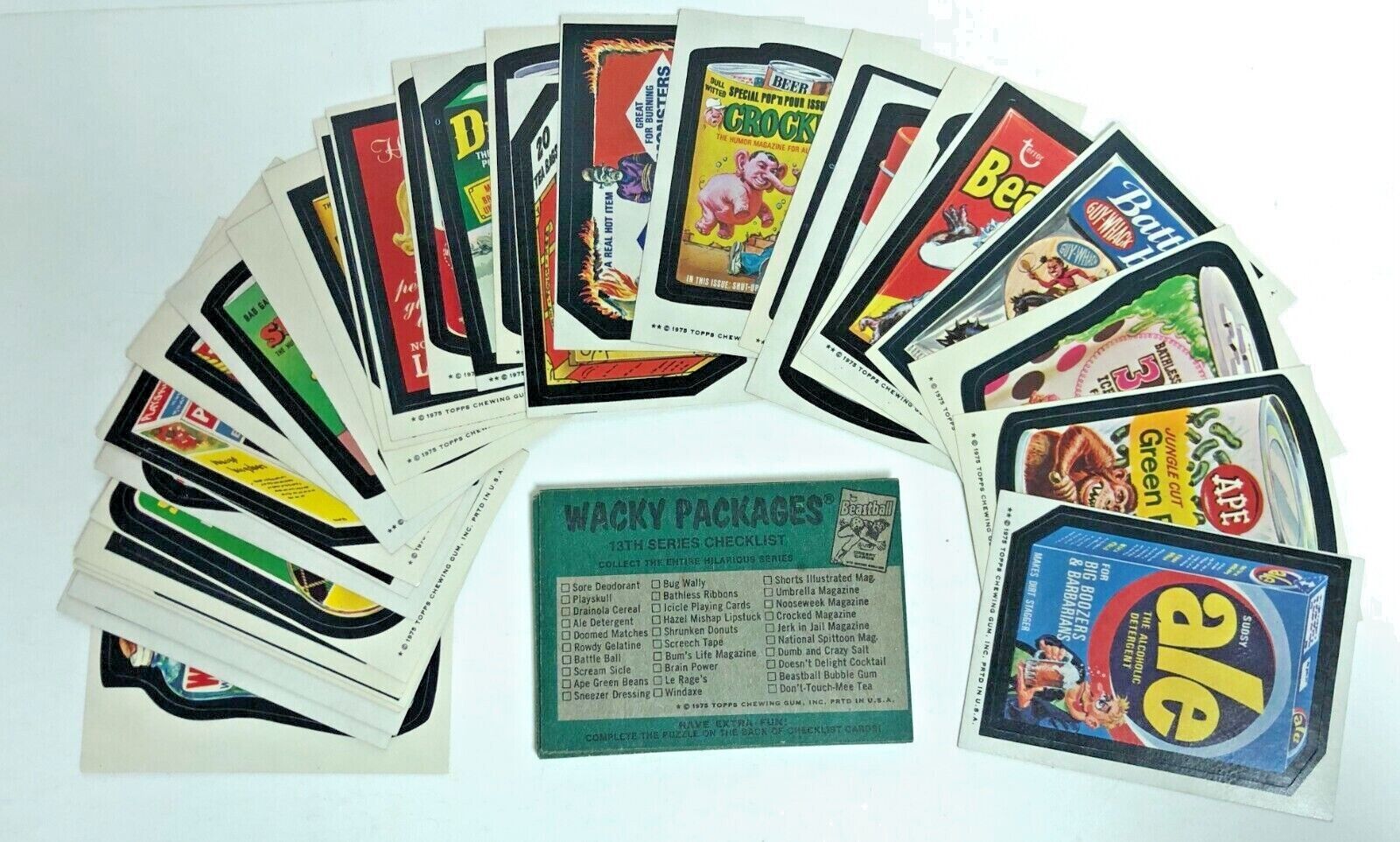 1975 Topps Wacky Pack Stickers 13th Series 1-30 w/9 Piece Puzzle Checklist