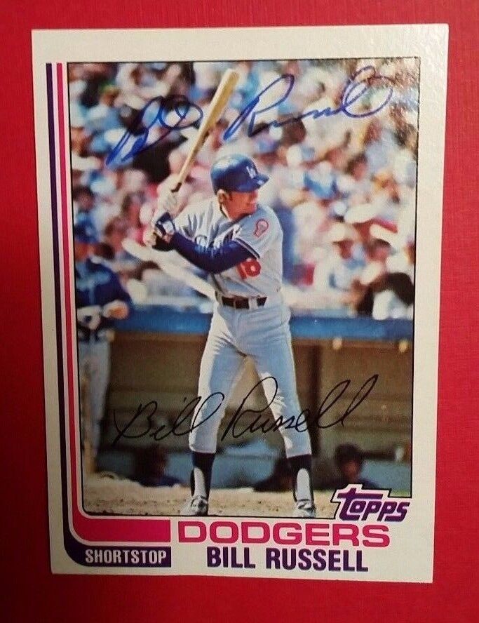 BILL RUSSELL L.A. DODGERS SIGNED AUTO. 1982 TOPPS VINTAGE BASEBALL CARD EX/MT
