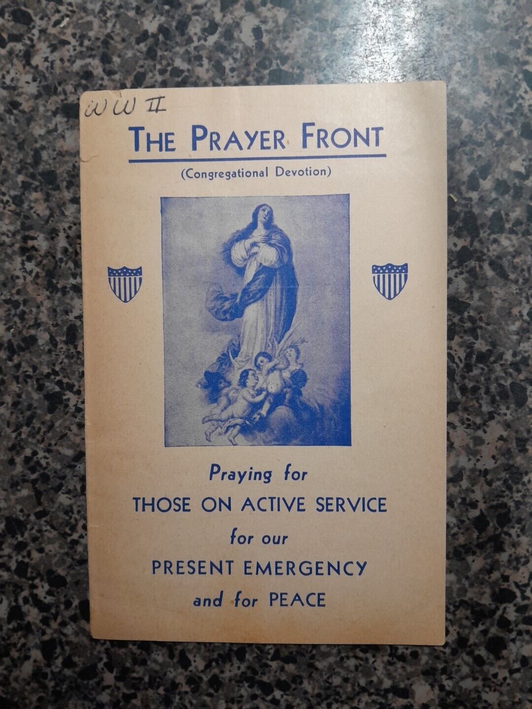 Vintage WW ll Prayer Front Rosary Benediction Blessed Sacrament Active Service 