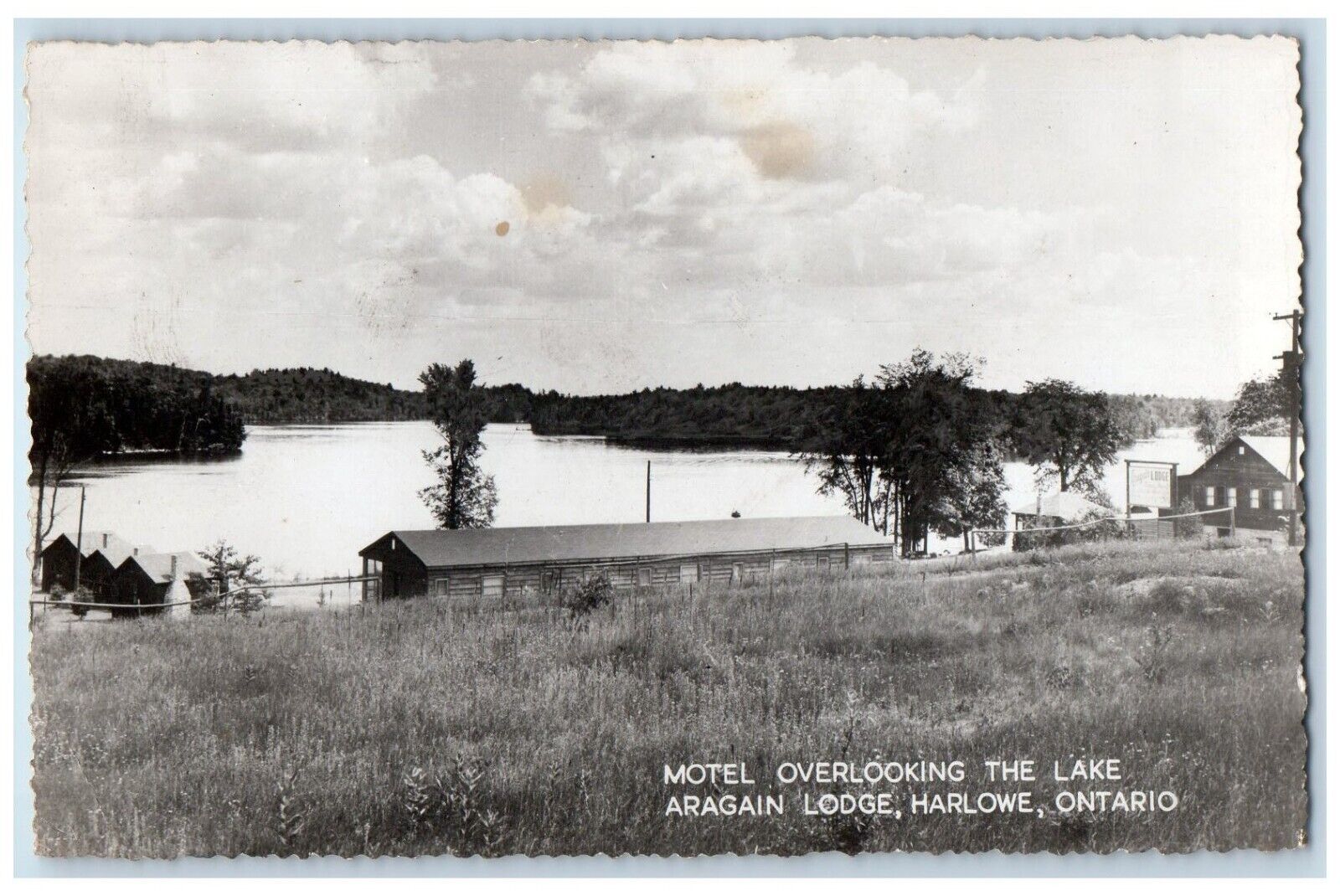 c1950's Lake Motel Aragain Lodge Harlowe Ontario Canada RPPC Photo Postcard