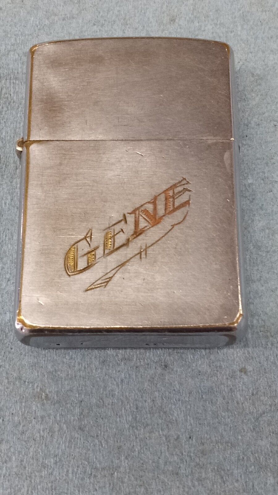 1964-65 Zippo lighter Gene Engraved Into Case Pat. 2517191 No Major Dents Works