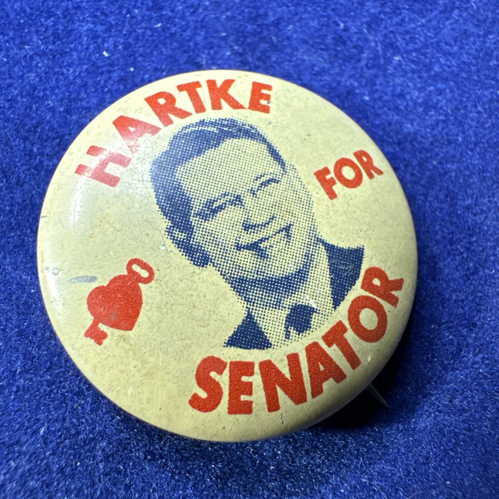 Vintage 1958 Rupert Hartke for Indiana Senator Democrat Campaign Pin Button