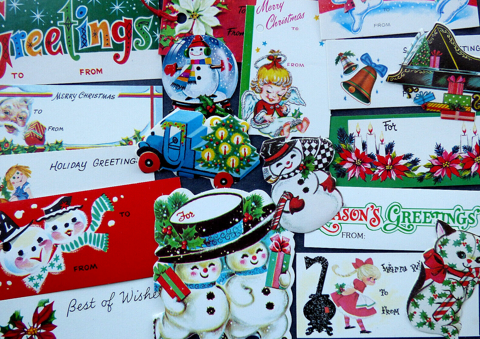 Vintage 50's 60's Christmas Gift Tag & Seal Lot ~Gift Giving Journal Planner EXC
