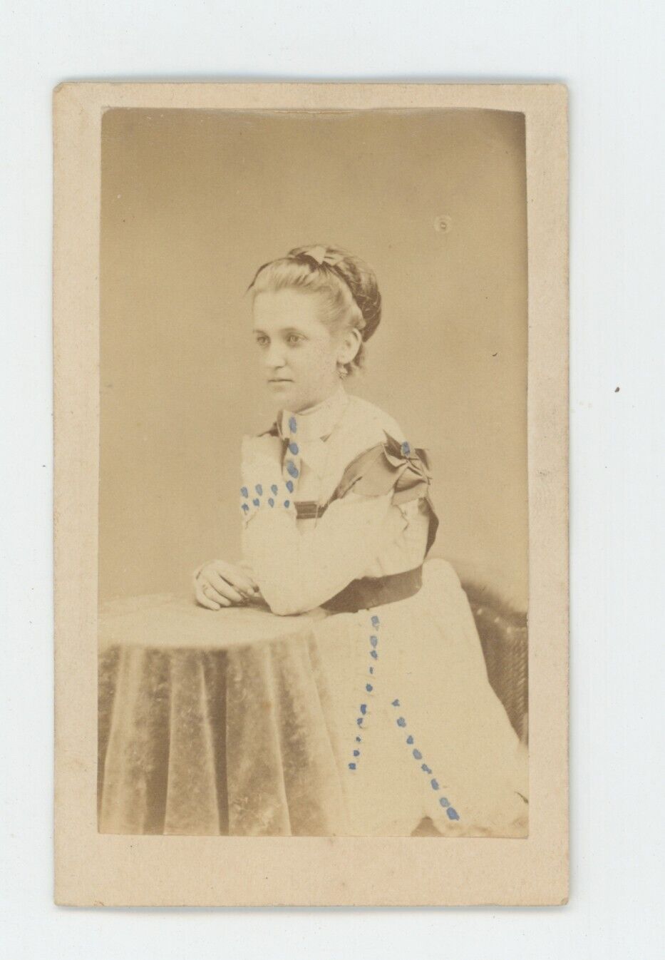 Antique Hand Tinted CDV Circa 1870s Beautiful Young Girl San Francisco, CA