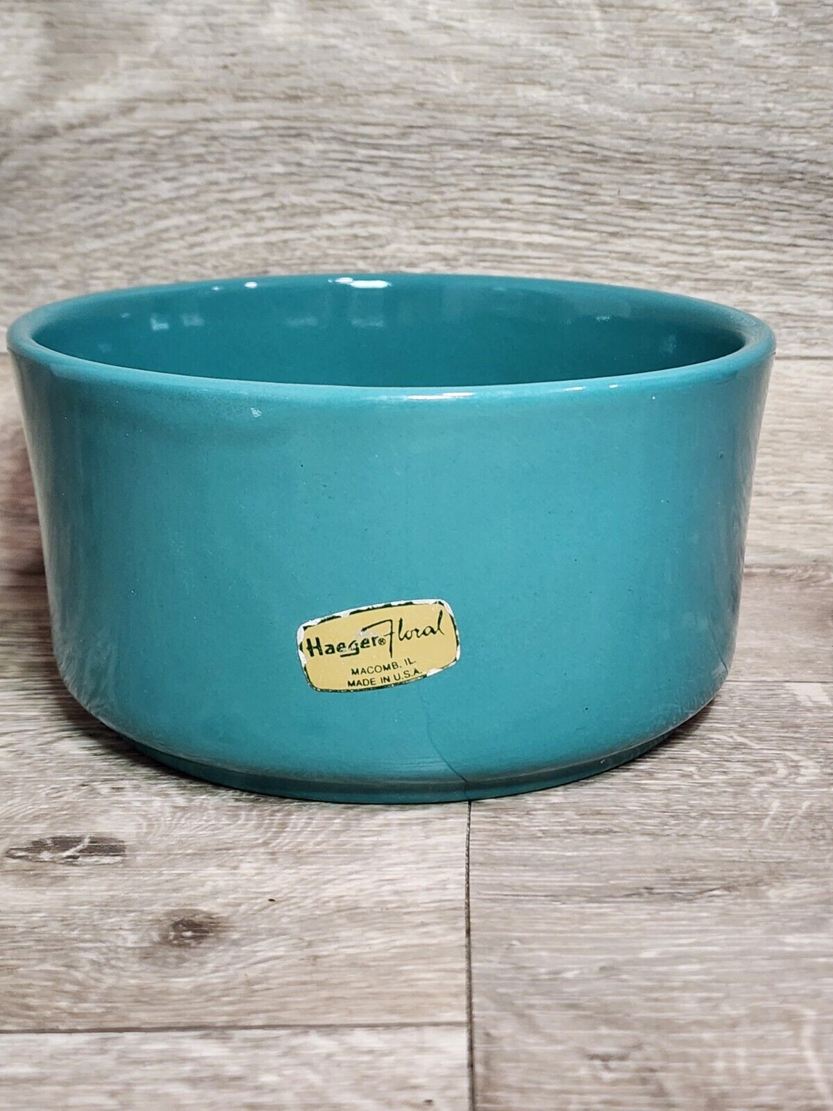 Haeger Floral Pottery USA Planter Bowl, Pet Dish, Aqua Blue Green, Teal 6”x 6\