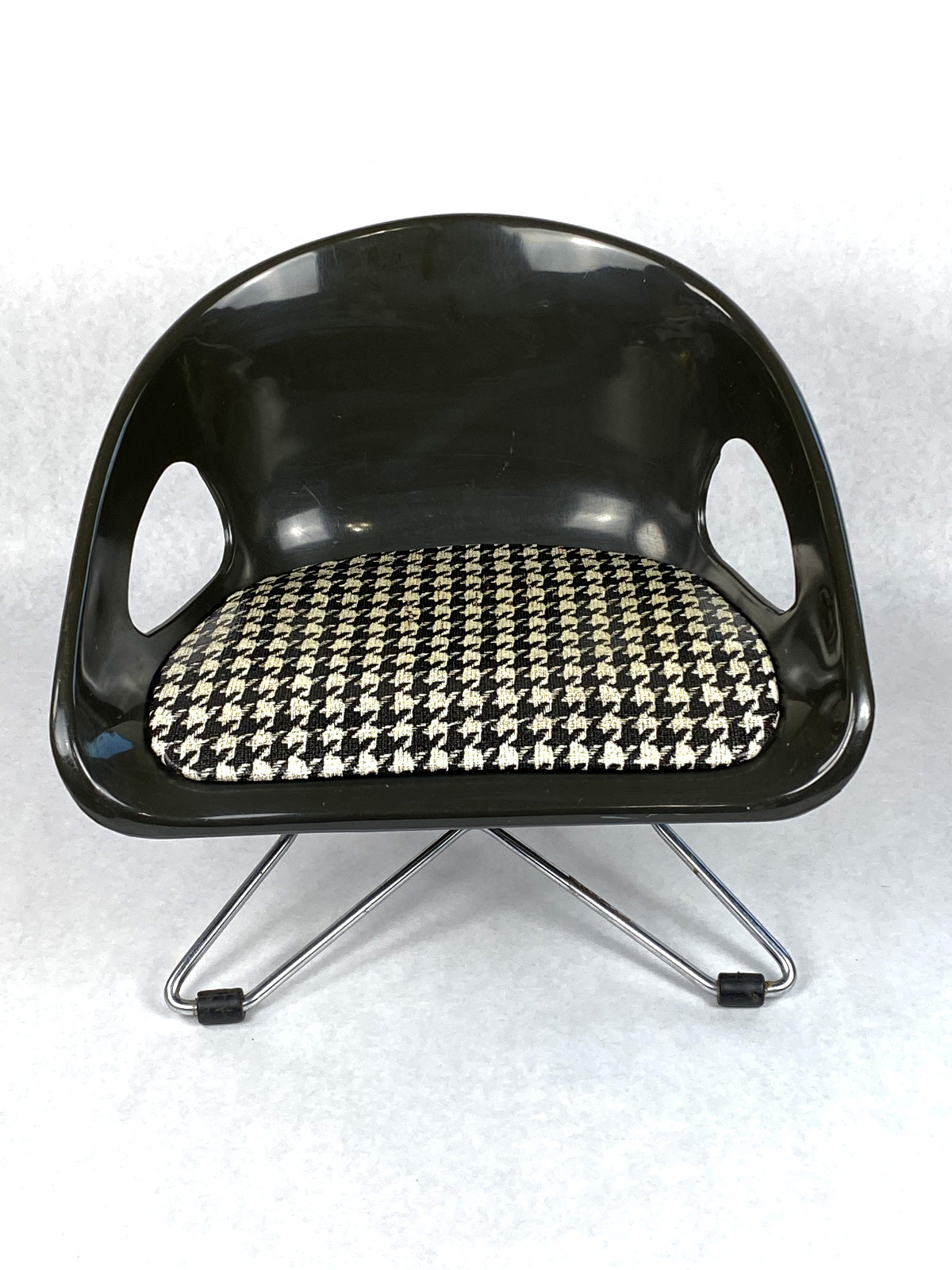 Vintage Cosco Childs Booster Chair Kitchen Black Houndstooth Mid Century Modern