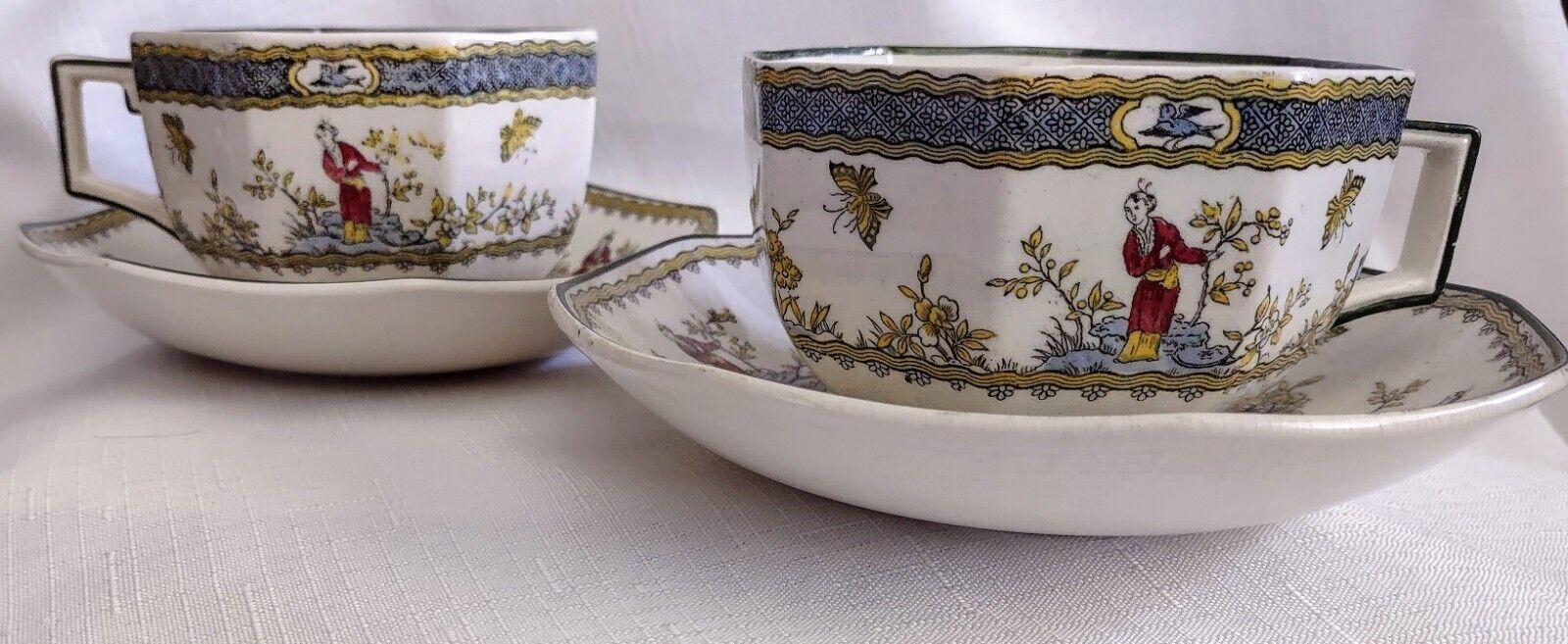 2 Vintage 1925 Royal Doulton Mandarin Teacups With Saucer Discontinued Pattern