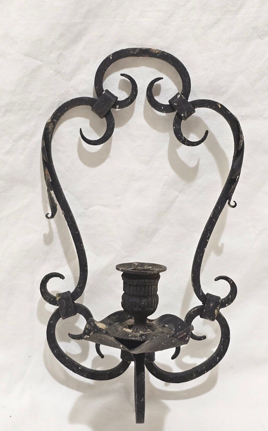 Vintage Cast Iron Wall Candle Holder Decor Ornate Pattern ~ 12\