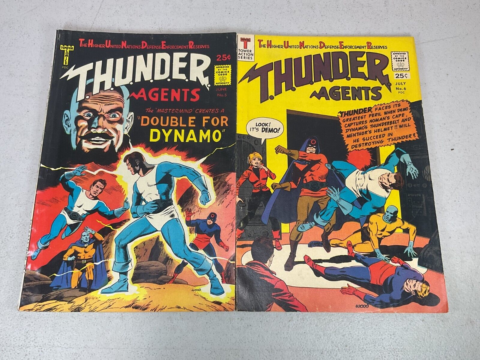 Tower Comics T.H.U.N.D.E.R. Agents #5 & 6 1966 VG/FN