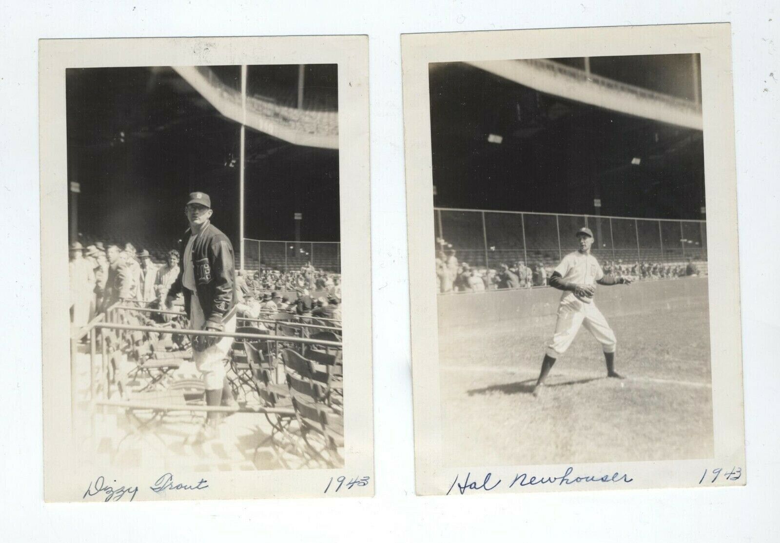 Extremely Rare Detroit Tigers Newhouser Trout candid photos May 1943 3 1/4x4 1/2