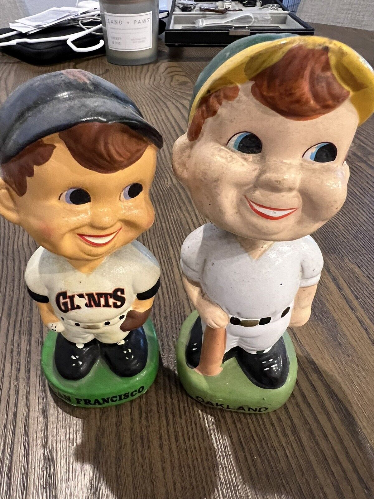 SF Giants & Oakland A’s 1988 Ceramic Bobblehead Set Vintage Collection See Notes