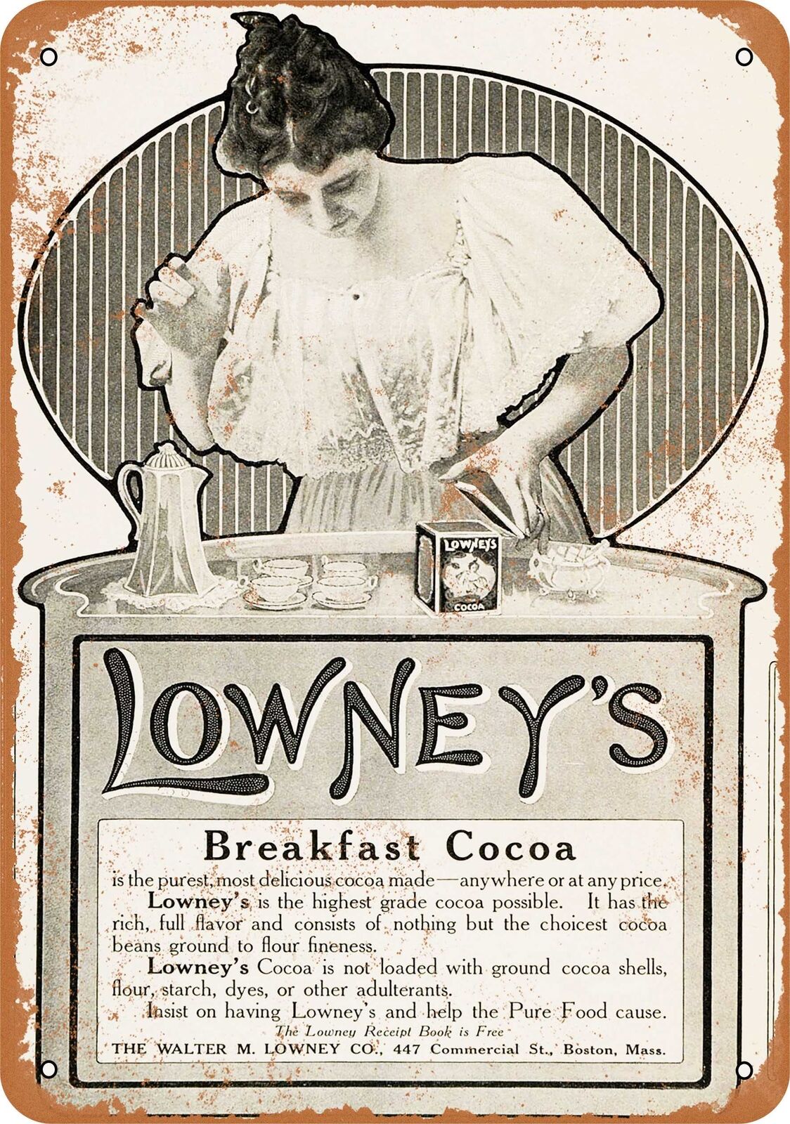 Metal Sign - 1905 Lowney\'s Breakfast Cocoa -- Vintage Look