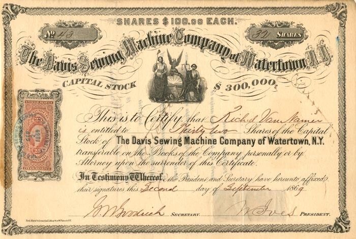 Davis Sewing Machine Co. of Watertown, NY - General Stocks