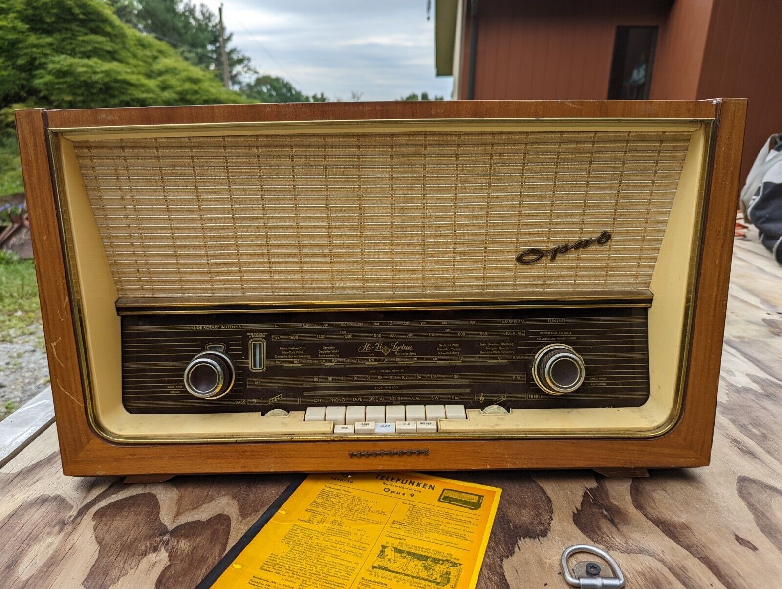 Antique German Telefunken Opus 9 Tube Radio Hi Fi 1950\'s Vintage AM FM Shortwave